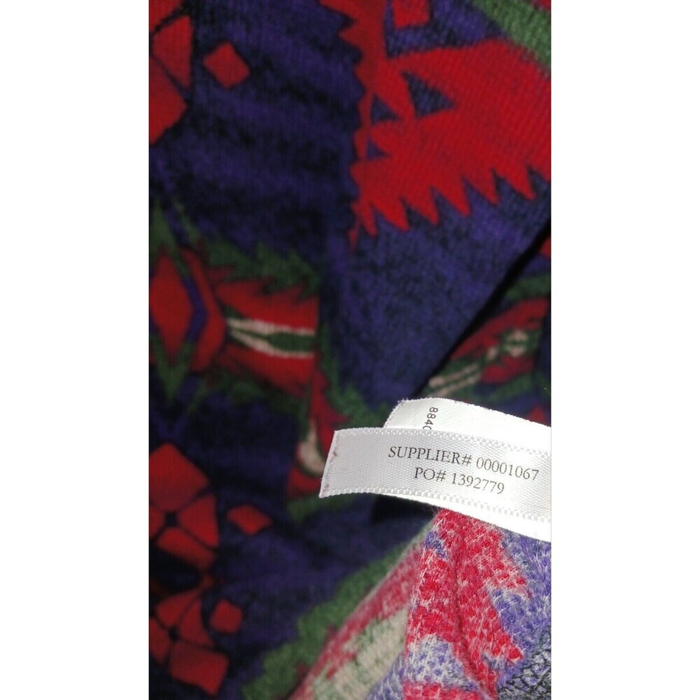 Chaps Denim Aztec Print Long Sleeve Waffle Knit Rib Thermal Henley Top Shirt 1x - Picture 10 of 10